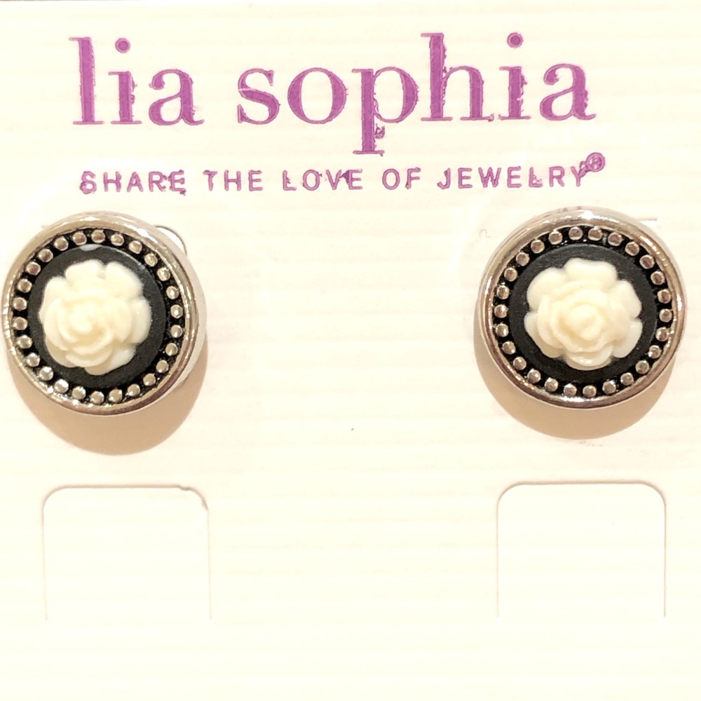 Lia Sophia Midnight Rose Stud Earrings